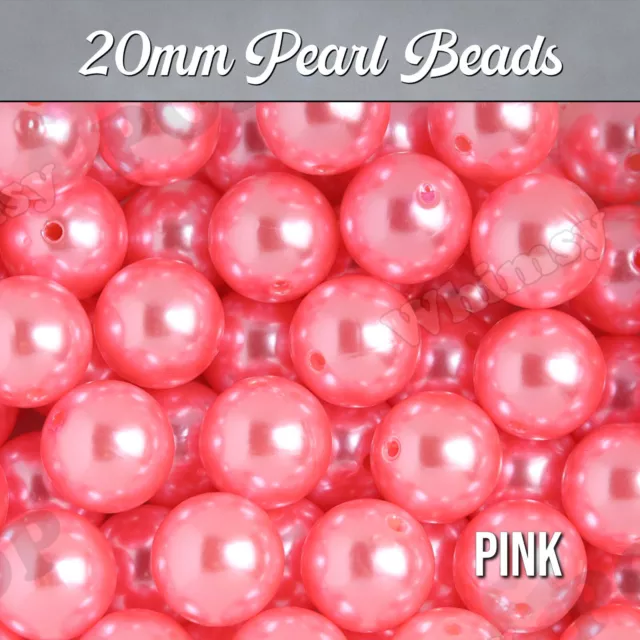 20mm Pearl Metallic Bubblegum Beads, 24 Beads Per Pack, Colorful Chunky Beads