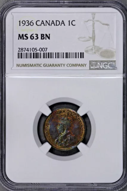 Canada 1936 1 Cent NGC MS 63 BN  S771