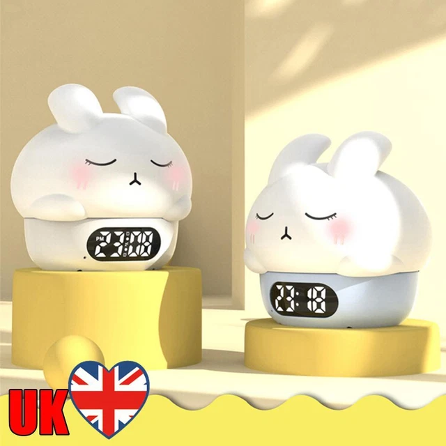 CUTE RABBIT NIGHT Light with Alarm Clock 1200mAh Cute Bunny Lamp for
