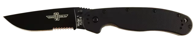 Ontario Knives RAT 1 8847 Serrated Black AUS-8 Black Nylon 6