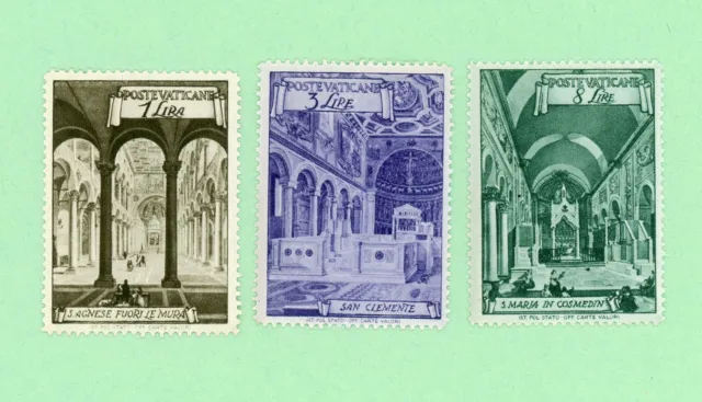 Vatican City  3 stamps, SC 122 - 123, 125, Basilicas, 1949, MNH