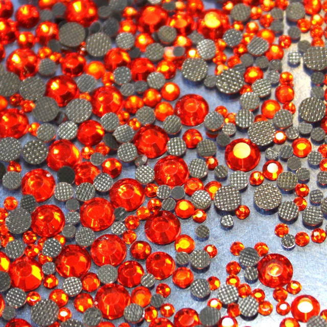 Assortiment strass ORANGE en verre hotfix s06 + s10 + s16 + s20 n°(131)
