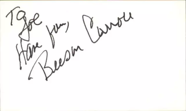 BEESON CARROLL d. 2018 MARY HARTMAN, MART HARTMAN Signed 3"x5" Index Card