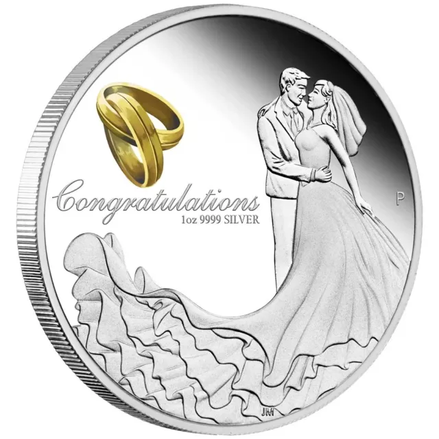 2023 Congratulations on your Wedding 1oz Silver Proof Coin, A Beautiful Gift