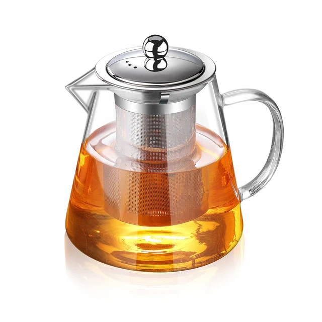 TMOST 32oz/43oz Glass Teapot with infuser Blooming Loose Leaf Tea Pot Stovetop