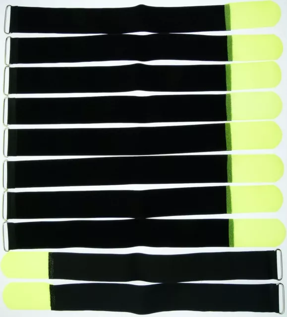 10x Kabelklettband 50 cm x 50 mm neon gelb Klettband Klett Kabel Binder Band Öse