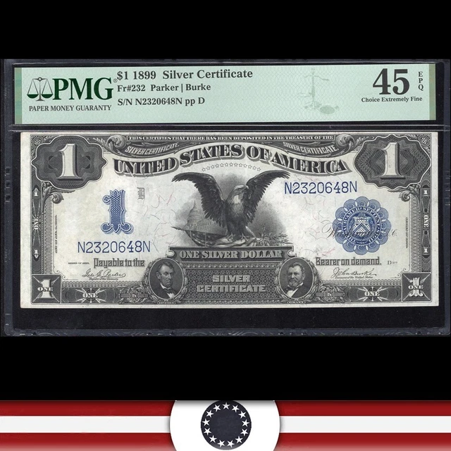 1899 $1 SILVER CERTIFICATE *BLACK EAGLE* PMG 45 EPQ Fr 232 N2320648N