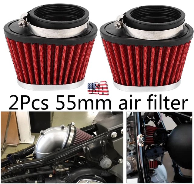 2*Motorcycle Clamp On Air Filter Mushroom Head Engine Air Cleaner High Flow 55mm