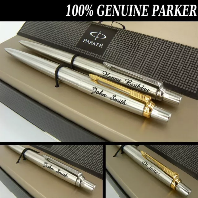 Personalized Engraved Genuine Parker Jotter Stainless Steel Gold Trim GT