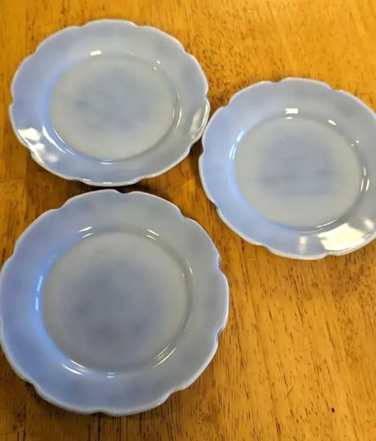 Vintage Delphite Blue Cherry Blossom Dinner Plates 6 in Jeannette Glass set of 3