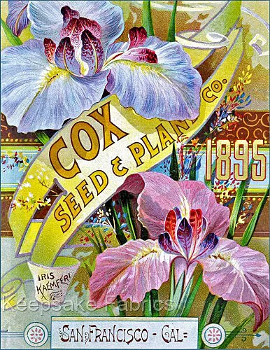 1895 Iris Vintage Seed Packet Quilt Block Multi Sizes FrEE ShiP WoRld WiDE (704A