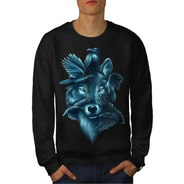 Wellcoda Wolf Spirit Ghost Animal Mens Sweatshirt,  Casual Pullover Jumper