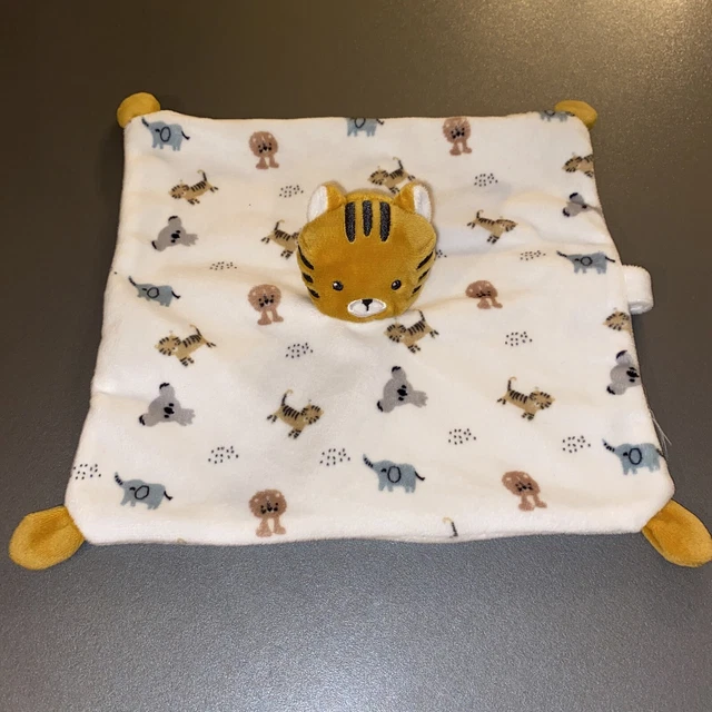 DOUDOU PLAT CARRÉ TIGRE BLANC ORANGE ÉLÉPHANT Simba Toys Kiabi