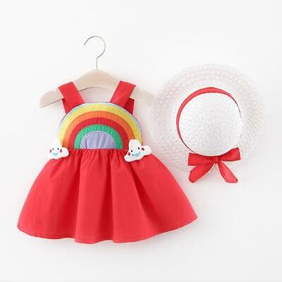 Kids Toddler Baby Girls Sleeveless Dress Summer Dress Rainbow Princess Dresses