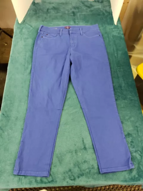 NYDJ Womens Blue Dayla Wide Cuff Capri Jeans Size 8 Ladies Stretch Denim Pants