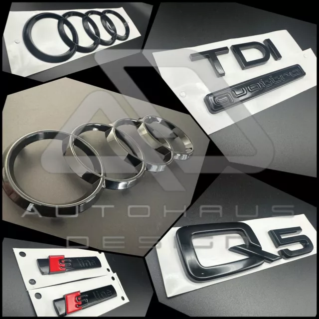 Gloss Black Badge Full Set Front And Rear Rings Fits Audi Q5 S Line TDI Quattro