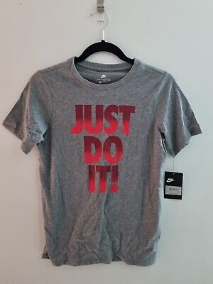 Nike Tee Kids Boys large Just Do It grey short Sleeve T-shirt BRAND NEW TAGS