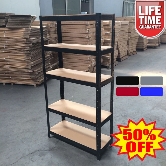 5 Tier Racking Shelf Heavy Duty 150x75x30cm Steel Garage Shelving Unit Garden Shed Shelving Blue