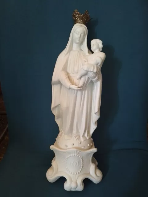 LA VIERGE A L'ENFANT/ANCIENNE STATUE RELIGIEUSE/XIXème/H.37 cm/BISCUIT D'ANDENNE