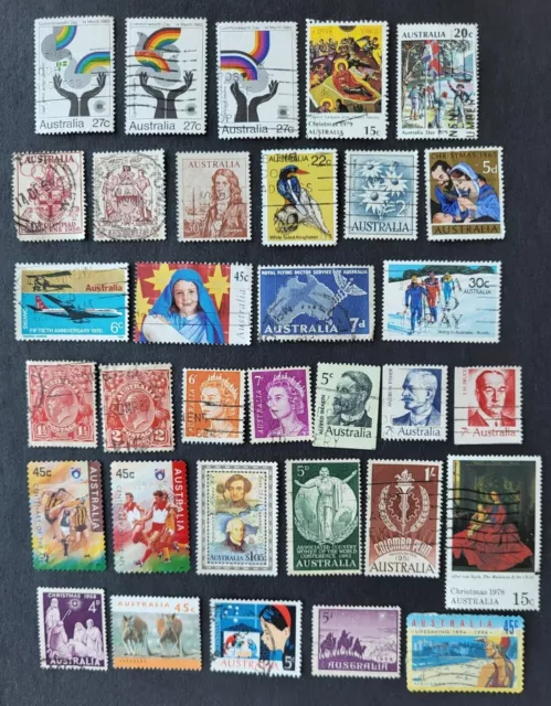 Lot of Australia 50 used stamps, Christmas issues, partial sets, 1930's  & up