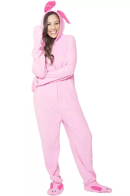 A Christmas Story Womens' One Piece Bunny Pajama Costume Union Suit Outfit