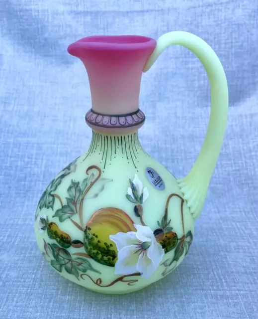 Fenton Glass Burmese Golden Gourds Ewer Pitcher Limited Edition