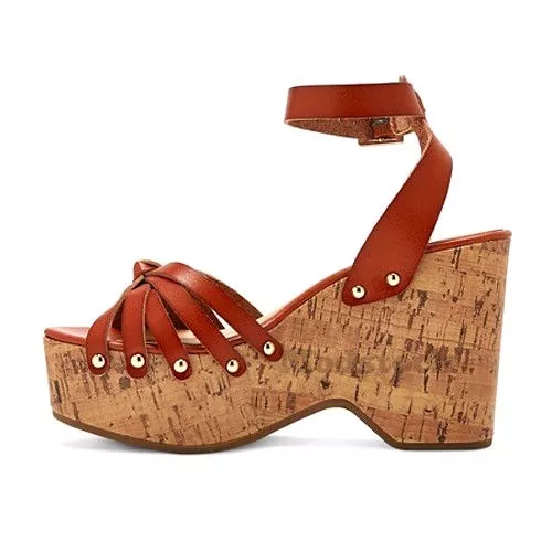 Womens Mossimo Supply Cognac Erie Platform Wedge Sandals NWOB C208 3