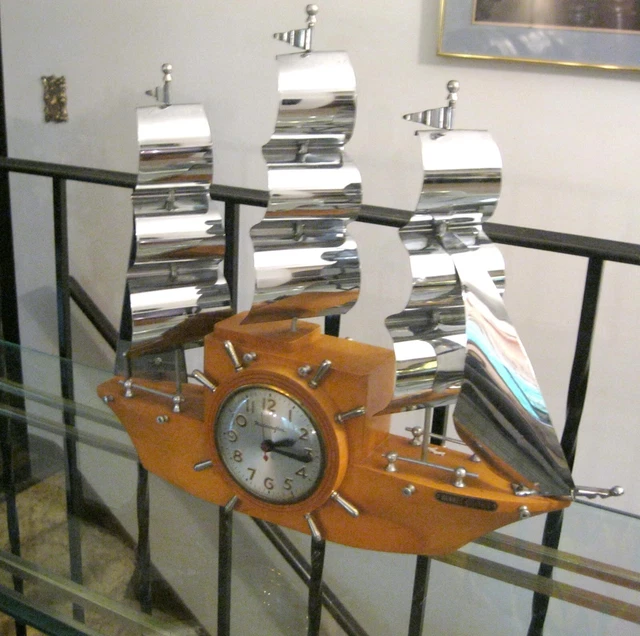 VINTAGE MASTERCRAFTERS YANKEE Clipper Sailing Ship Clock WORKS GREAT