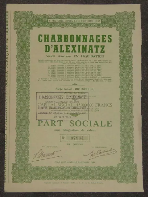 Charbonnages d'Alexinatz 1949