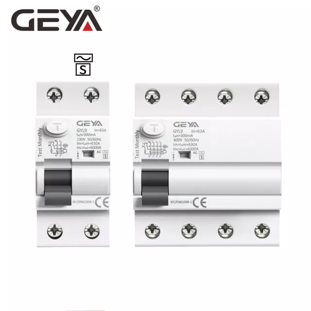 GEYA AC-S Type ELCB Delay Circuit Breaker RCD RCCB 2/4Pole 40/63 100/300mA 10kA