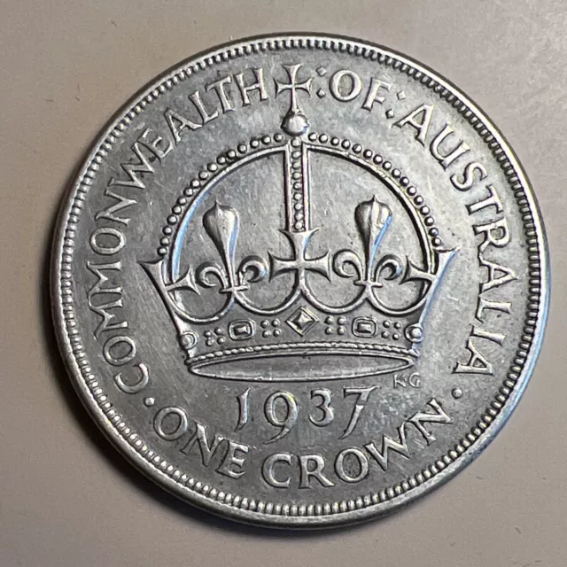 1937 One Crown Australia  silver .925 28.27g