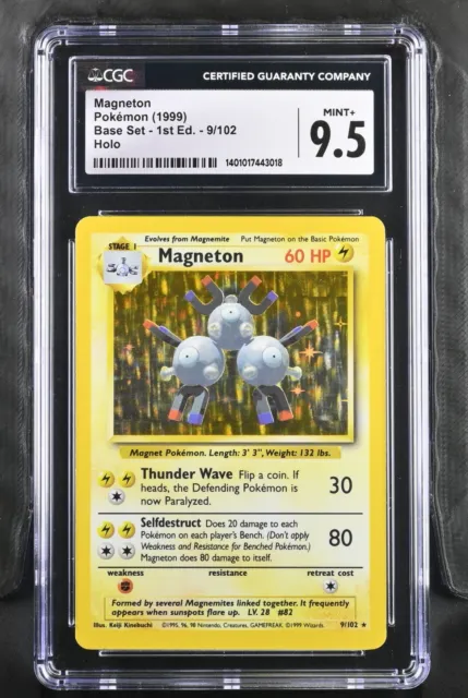 CGC 9.5 Mint  - Pokemon Vintage 1999 Magneton 9/102 Base Set - Unlimited Holo