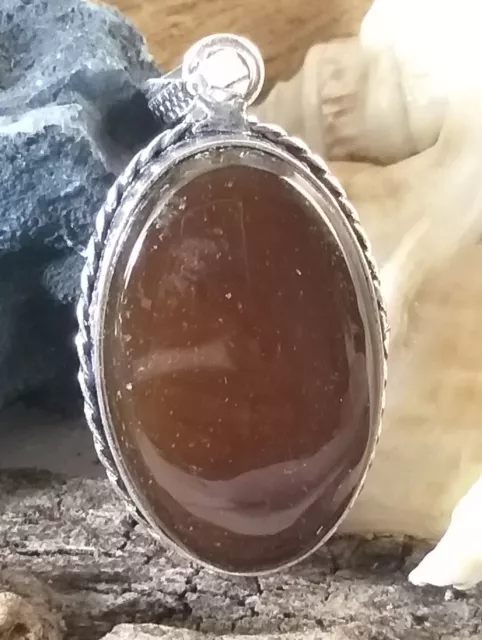 Natural Brown Jasper Gemstone 925 Sterling Silver Plated Pendant PT405