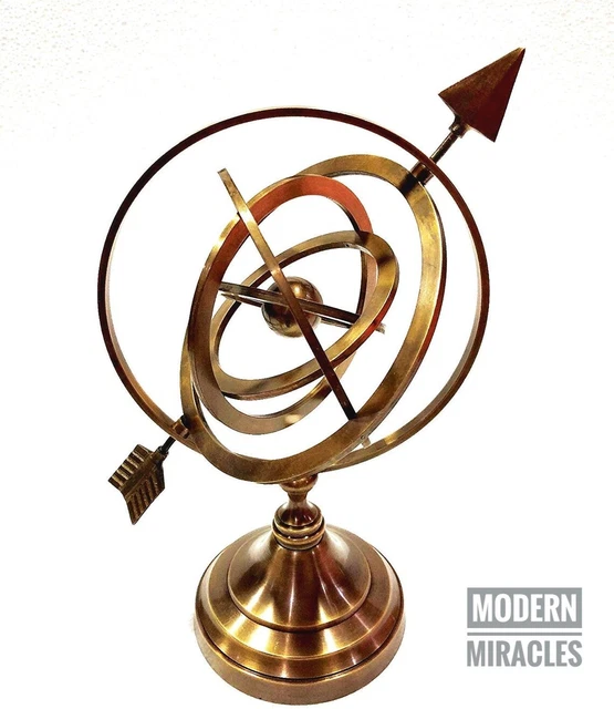 18  Ancien Gravé Astrolabe Armillaire Sphere Nautique Laiton Boussole