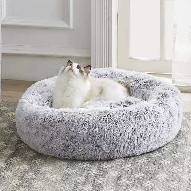 Dog/Cat Bed Calming Bed for Small Pet Anti Anxiety Donut Cuddler Round Warm Bed