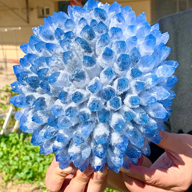 9.68LB New Find BLUE Phantom Quartz Crystal Cluster Mineral Specimen Healing 2