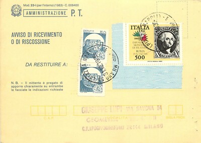 Castelli per macchinette/distributori su avviso ricevimento Repubblica 1986 