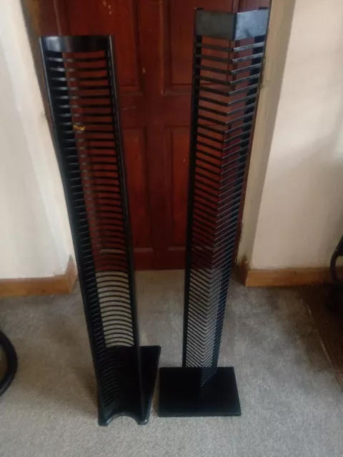2 X black metal cd rack storage towers good condition collection only read des