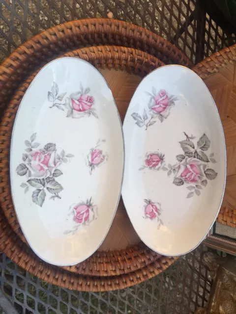 ravier ovale en porcelaine BH fleuri Ancien