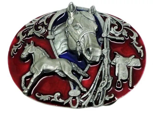 Horse & Bridle Belt Buckle American Western Themed Animal Authentic Siskiyou