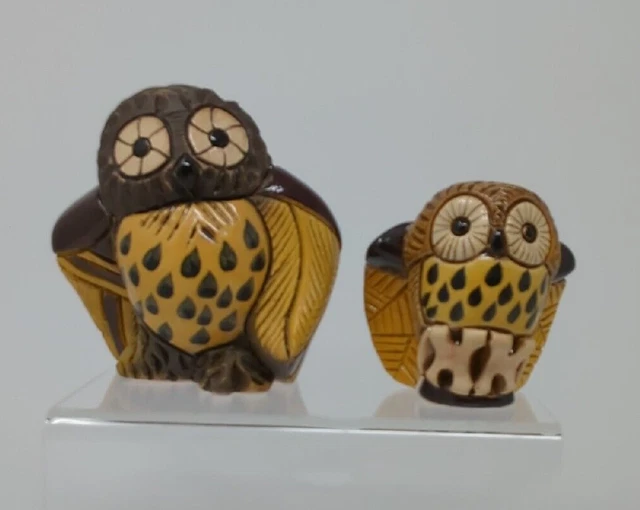 Lot Of 2 Artesania Rinconada #13 #14 Owl Vintage Adult And Baby