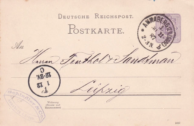 PK Dt.Reichspost , 1887 , Annaberg