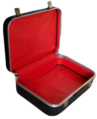 VINTAGE Antico VALIGIA NERO EX-GRANDE originale anni 1950 forma insolita 