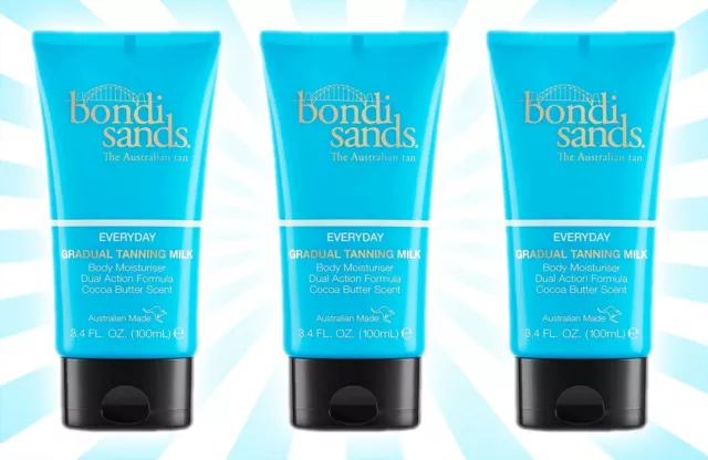 3 Bondi Sands Everyday Gradual Tanning Milk Cocoa Butter Scent 3.4 OZ