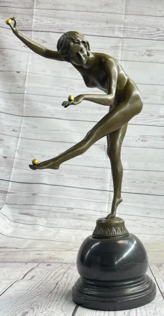 Hecho a Mano Clásico Obra de Arte Art Déco Bronce Escultura "The Juggler" Claire