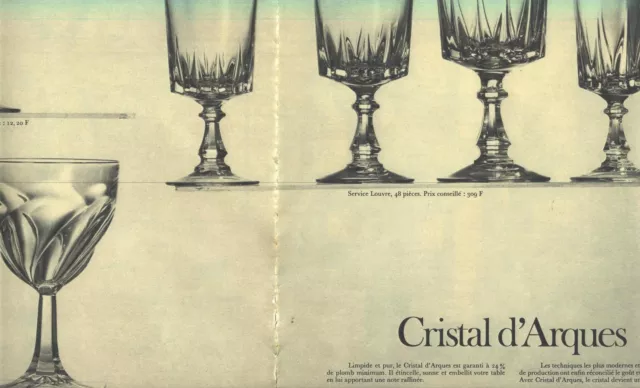 PUBLICITE 1973   CRISTAL D'ARQUES  les créations de la verrerie (2 pages)