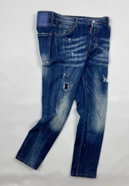 Men`s Dsquared2 Skinny Painted Dan Denim Jeans Size 50