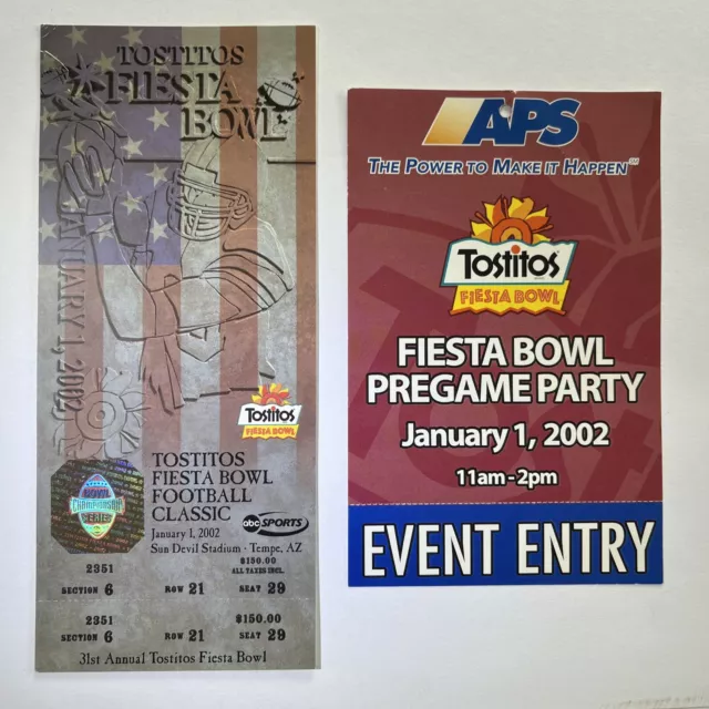 2002 Fiesta Bowl Full Ticket Oregon Ducks v Colorado Buffaloes + Pregame Ticket