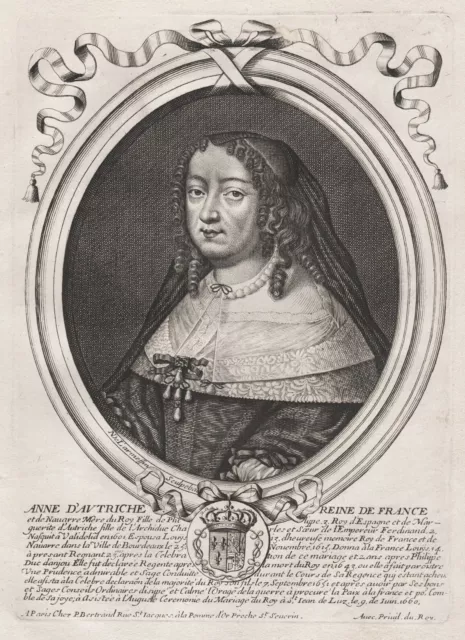 Anna Di Austria Anne Austria Asburgo Ritratto Incisione Engraving 1680