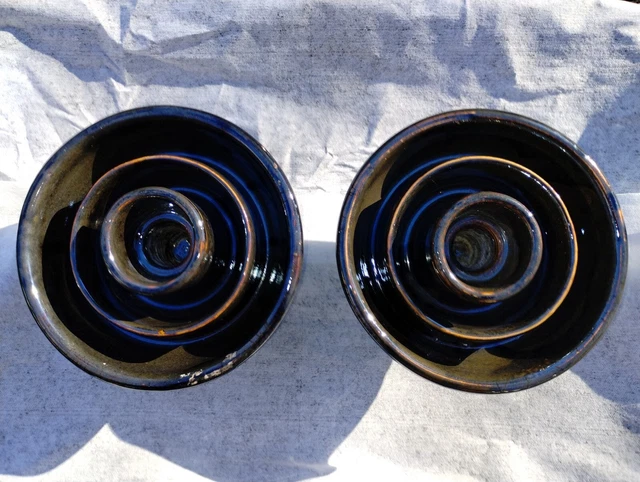 Vintage Brown Ceramic Porcelain Glazed Electric Insulator